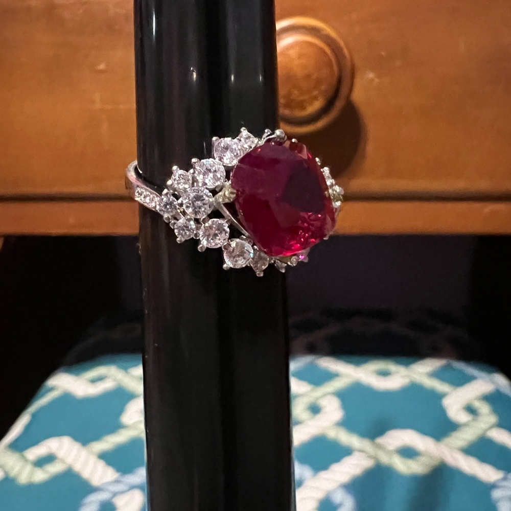 Sterling Silver Lab Created Ruby Ring - image 7